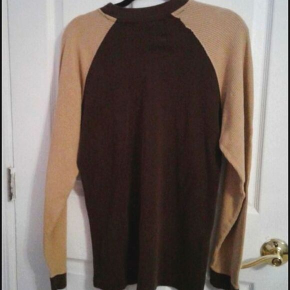 HOST PICK Retro 80s Brooklyn Express Brown & Tan Colorblock Long Sleeve Sweater - Picture 2 of 7